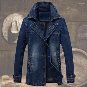 Jackets masculinos Estilo europeu 2022 Moda Vintage Lavagem Male Zipper Jacket Men Jean Blue Autumn Winter FF1394 L