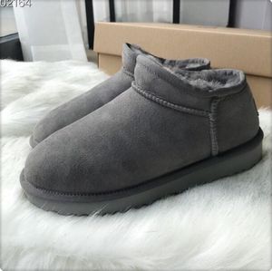 Heta AUS klassiska varma stövlar Dam Mini Half Snow Boot Äkta läder Vinter Full päls Fluffig lurvig satin Ankelboots Stövlar tofflor