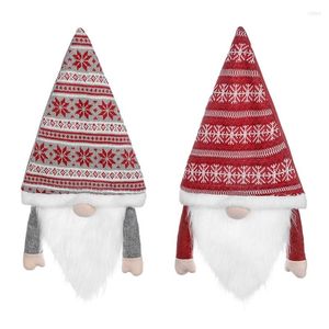 Christmas Decorations Tree Topper Gnome Decoration Swedish Tomte Santa Gnomes Holiday Home Decor Knitted Snowflake Hat