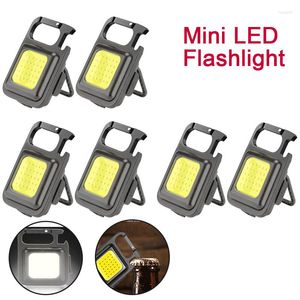 Flashlights Torches 1/2pcs Mini LED Light 4 Modes Keychain Work Pocket Corkscrew USB Rechargeable 400 Lumens Lights