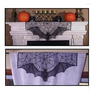 Curtain Halloween Black Bat Lace Kitchen Tablecloth Material Living Room Home Party Decor Short Door Bedroom