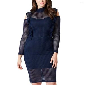 Sukienki plus size styl XL-4xl damskie długi rękaw z ramiona sukienka midi sukienka damskie wieczorne impreza elegancka i przyzwoita