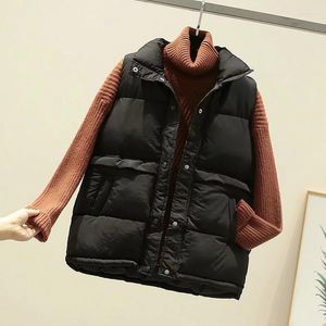 Women's Vests Women's 2022 Women Sleeveless Vest Winter Warm Plus Size 2XL Down Cotton Padded Jacket Female Veats Mandarin Collar