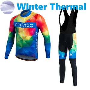 2023 Pro Mens Square Winter Cycling Jersey Set Long Sleeve Mountain Bike Cycling Clothing Breathable MTB Bicycle Clothes Wear Suit B35