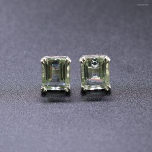 Dangle Earrings MH Natural Octagonal Green Amethyst Gemstone Good Stud Earring Sterling 925 Silver Fine Jewelry For Women Lady Party Gift