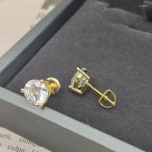 Brincos de garanhão Hiphop Real 1.2-2ct D Diamante de moissanita redonda com Screwback 925 Presente de Mulheres de Prata Sterling