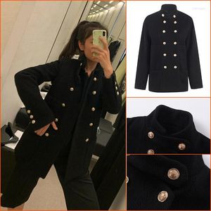 Women's Wool Women's & Blends 2022 Autumn Style Small Fragrance Celebrity Wind Stand Collar Slim Jacket Versatile Thin Double Row