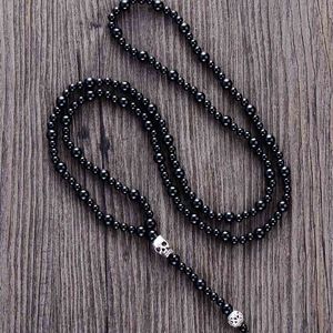 Collane con ciondolo Collana uomo Qualità di lusso Black Onyx Skull Mens Rosario Perline Punk Coppia Collo Catena Uomo Gioielli Bijou Dropship 220924