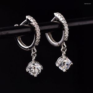 Studörhängen Classic Silver 925 Original Brilliant Cut Diamond Test Past D Color Moissanite Screw Back Girl Engagement Jewelry