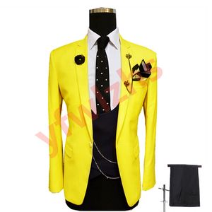 Mężczyźni Suits One Button Groom Tuxedos Notch Lapel Groomsmen Wedding/Prom/Dinner Man Man Blazer Pants TWO Buttonsie Vest W732