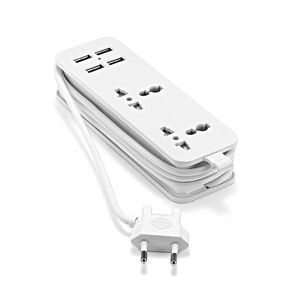 Tira do adaptador de plugue de energia UE com 4 soquete de extensão portátil USB Euro 1,5m a cabo viagens de feminino inteligente Hub de mesa do carregador de parede