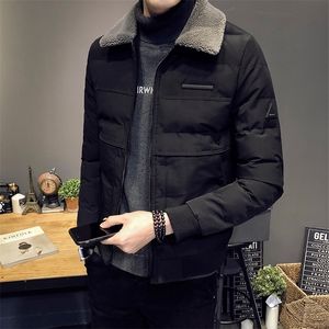 Mens Giù Parka Inverno Moda Agnello Velluto Risvolto Cappotti Uomo Corto Slim Giacche Uomo Addensare Caldo Cotone imbottito Cappotti O695 220923