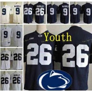 SJ Jugend Penn State Nittany Lions 9 Trace McSorley 26 Saquon Barkley Trikot Kinder Big Ten Penn State Marineblau Weiß genäht College Football