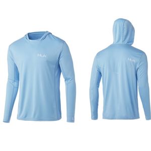 Açık Gömlek Balıkçılık HUK Balık Giyim Uzun Kollu T-shirt UPF 50 Hood Güneş Koruma Uv Nefes Olta Balıkçılığı Ceket Erkekler 220923 Giymek