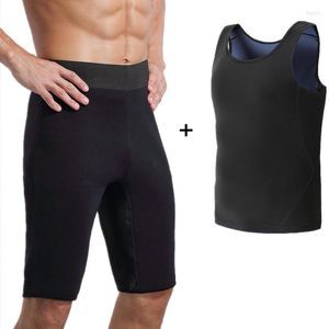 Mäns kroppsformar Herrarna Shaper Bastu Set Set Vest Gym Top Sweat Slimmming Pants Män Formar omedelbart slim