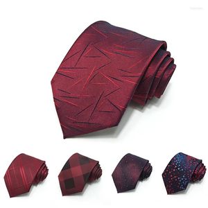 Bow Ties Brand Fashion Formal Red 8cm Wide Male Business Suit Tie för män Gentleman Nuttie Work Party Wedding With Present Box