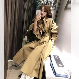 Women's Trench Coats Women's 2022 Autumn Średnia długość Khaki Temperament w stylu brytyjski pasek w talii zwykły płaszcz Overknee