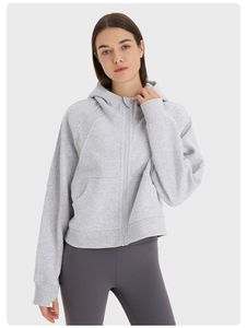 Ветрозащитный Свитер оптовых-Lu Yoga осень и зимняя новая бархатная толстая спортивная куртка женская ветряная ветропроницаемая теплый фитнес дизайнерский свитер женский
