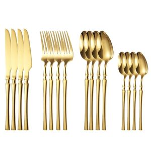 Servis uppsättningar st Gold Cutery Set Forks Knives Spoons Modernar Diskmaskin Safe Rostfritt stål Western Table Product Wedding Gift