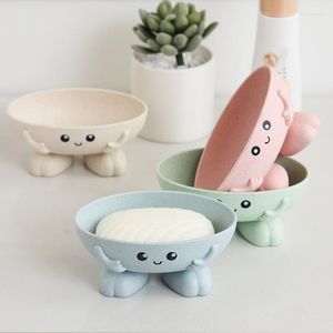 Soap Dishes 1Pcs Box Non-slip Dish Bathroom Supplies Holder Cartoon Shape Eco-friendly Drain Rack