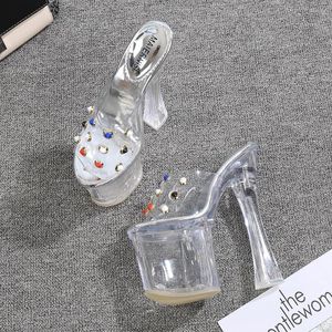 Sandals Transparent PVC Crystal 8CM Platform High Heels 18 Cm Super Heel Wedding Women Pumps Fashion Color Diamond Open Toe