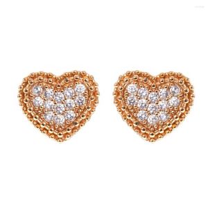 Stud Earrings Yunkingdom Original Heart For Women Luxury Jewelry Gold Earring White Crystal Korean Style Piercing