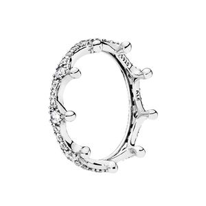 Autentyczny srebrny srebrny błyszczący pierścionek koronny Kobiety projektant ślubu biżuteria z oryginalnym pudełkiem na Pandora Rose Gold Planed Girlfling Pierścienie