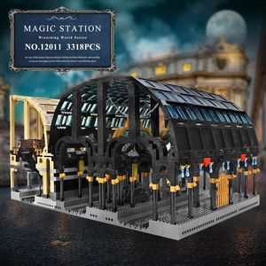 The Magic Movie Train Station Building Buildings Builds 12011 Serie di film Assembly Assembly Bricks Educational Toys Kids Christmas Regali di Natale