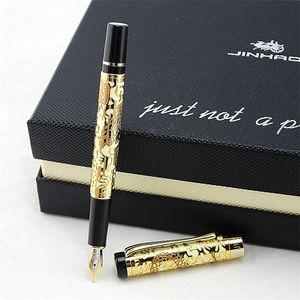 Canetas -fonte Jinhao 5000 White and Golden Medium Fountain Pen Dragon em relevo 220923