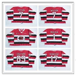 GLA C202 Custom CHL Ottawa 67S Jersey Hockey 1 Petr Mrazek 17 Travis Konecny ​​89 Logan Couture 7 Potvin Wilson сшит в OHL CCM Хоккейные майки Red