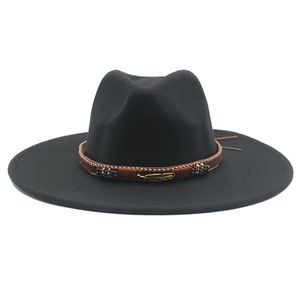 Hat Fedora Hats for Women Caps Male Solid Western Cowboy Hat Big Brim 9.5cm Casual Luxury Panama Winter Khaki Black Women's Hat