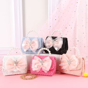 Zaini Bambini Borsa a tracolla Sweet Princess per bambini Borsa a tracolla con catena staccabile in pizzo Bowknot con corona di cristalli brillanti per ragazze 220924