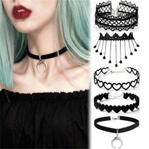 Sammet choker halsband f￶r kvinnor vintage sexig spetshalsband med h￤ngen gotiska tjej hals smycken tillbeh￶r gc1635