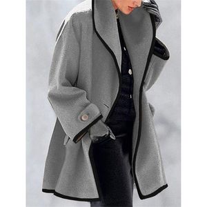 Mulheres misturas de lã inverno mulher casaco moda coreano estilo formal retro versátil blusão casual quente casaco de lã oversize manteau femme hiver 220924