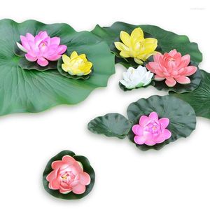 Dekoratif Çiçekler 1pc 28cm Büyük Yapay Yüzen Simülasyon Lotus Çiçek Düğün Göleti Bahçe Dekoru Sahte Peyzaj