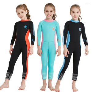 Women's Swimwear Kids One Piece Wetsuit Surfing Suit Sunscreen 2.5mm Chloroprene Rubber Child Swimsuit Girls Full Cover Thick Warm