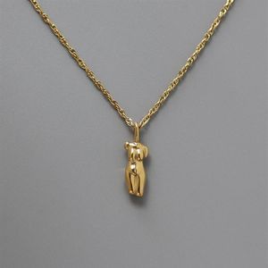 Amaiyllis 18K guld mänsklig kropp klavikel halsband hänge personlighet mode krage uttalande halsband kvinnliga bijoux smycken q0127333a