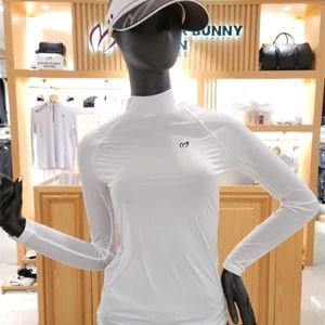 Camisetas de golfe primavera verão verão sol protetora de mangas compridas camisa de golfe para mulheres mock rount round pescoço macio fino desgaste 220923