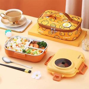 Bento Boxes 304 Stainless Steel Insulation Lunch With Tableware Microwave Heating Storage Container Portable Bag 220923