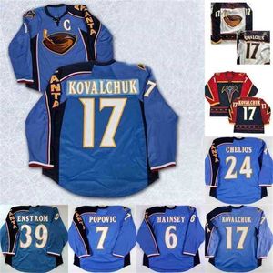 Gla 17 ILYA KOVALCHUK Atlanta Thrashers Hockey jersey Tobias Enstrom Chris Chelios Ron Hainsey Bobby Holik Marian Hossa Scott Mellanby Lehtonen