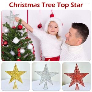 Juldekorationer Guld Glitter Tree Top Iron Star för Home Xmas Ornament Navidad År 2022