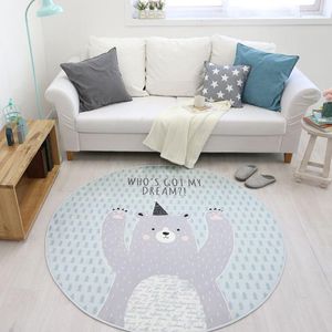 Carpets Cartoon Christmas Rugs White Bear Printed Round Carpet Nordic Style Bedroom Kids Baby Room Soft Thick Outdoor Play Mats