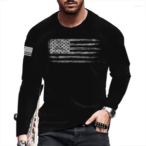 Męskie koszulki T-shirty męskie europejskie amerykańskie sporty sporty cyfrowe 3D Digital T-shirt Trend Street Trend Long Sleeve O Kołnierz