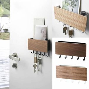 Krokar vägghängt av trädekorativ vägghylla diverse förvaringslåda Prateleira hänger arrangör Key Rack Wood