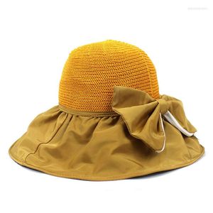 BERETS 2022 SOMMER STACH SOLID FÄRG PATCHWORK FOLKING BUCKET HAT Fashion Joker Outdoor Travel Sun Cap for Women 131