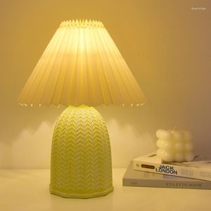 Tischlampen Nordeuropa Lampe für Schlafzimmer Falten Nachttisch Keramik Schreibtisch Nacht Innenbeleuchtung Lichter