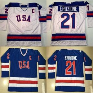 GLA MIT #21 Mike Eruzione Jersey 1980 Miracle on Ice Hockey Jersey Mens 100% costure