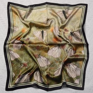 Szaliki 70 cm Spring Mulberry jedwabny szalik Malarstwo olejne kwiat motyla dzika moda kwadratowa okłady bandana mały hidżab