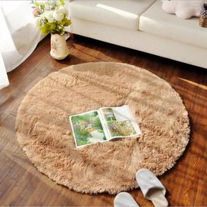 Mattor Anti-Slip Faux Fur Area Rug Big Round Floor For Living Room Badrum Cirkel Mat Hem Textil Mjuk matta Alfombras