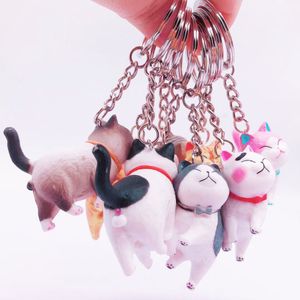 Kitten Cat Pendant Key Chains Rings Cute Cartoon Vinyl Car Keyrings Holder Bag Hanging Charm Creative Fashion Design Animal Jewelry Keychains Trinkets Accessories